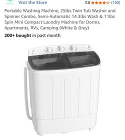 Portable Twin Tub Washer and Spinner Combo