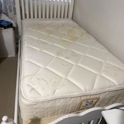 I am selling two twin size mattresses with bed frames, each for $150. For both it’s $300. 