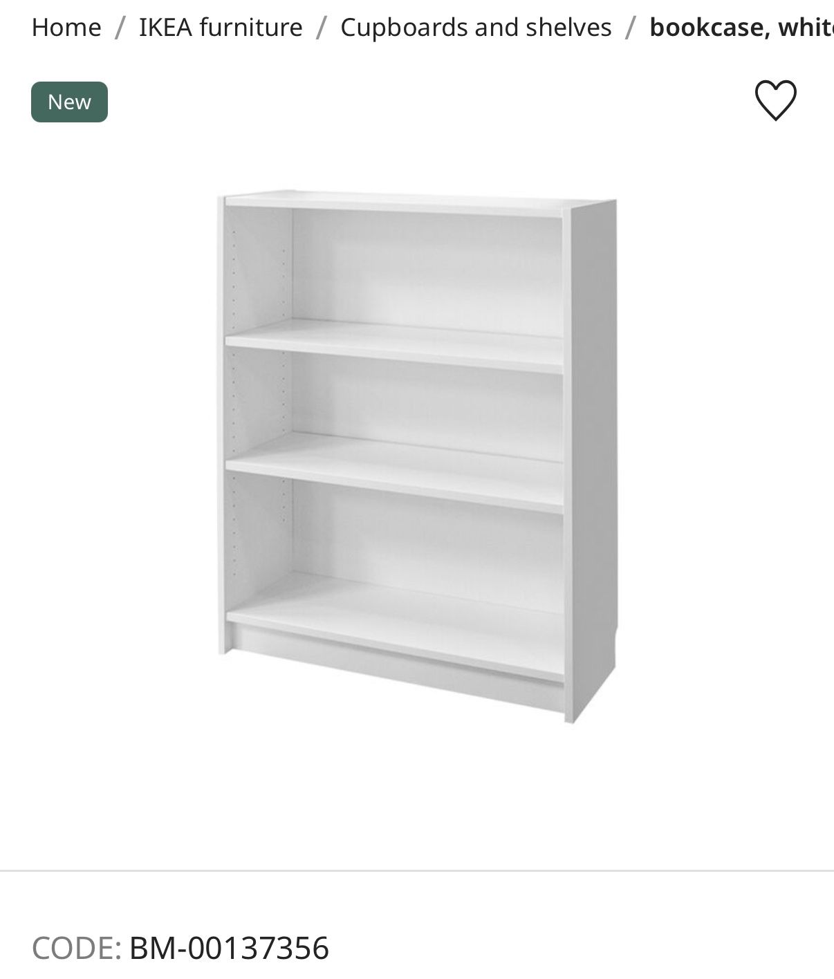 IKEA Bookcase, white, 80x28x106 cm BILLY NNN