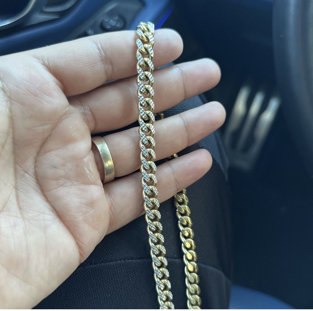 24" Men's TwoTone Cuban Link Chain Necklace in 14k GoldPlated