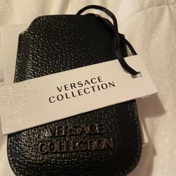 Versace Collection  Pebbled Leather Key Chain