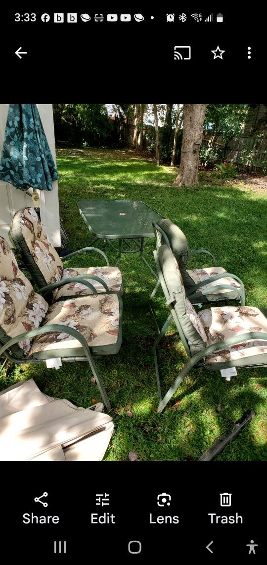 Glass Table & 4 Removable Padded Chairs