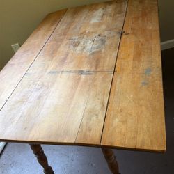 Antique Hand Made Farm Table With 2 Leaves. Perfect Working. 