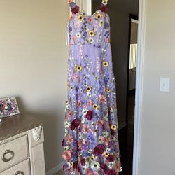 Long Floral Aplique dress- Never Worn!