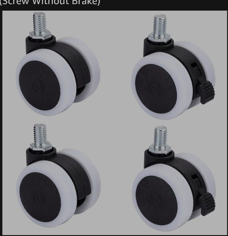 4Pcs 40mm 1.5 Inch Universal Mute Chair Wheel Furniture Wheels Caster Swivel Castor Replace Heavy Duty Rollers Rubber 2 W Brakes W a flat Wrench