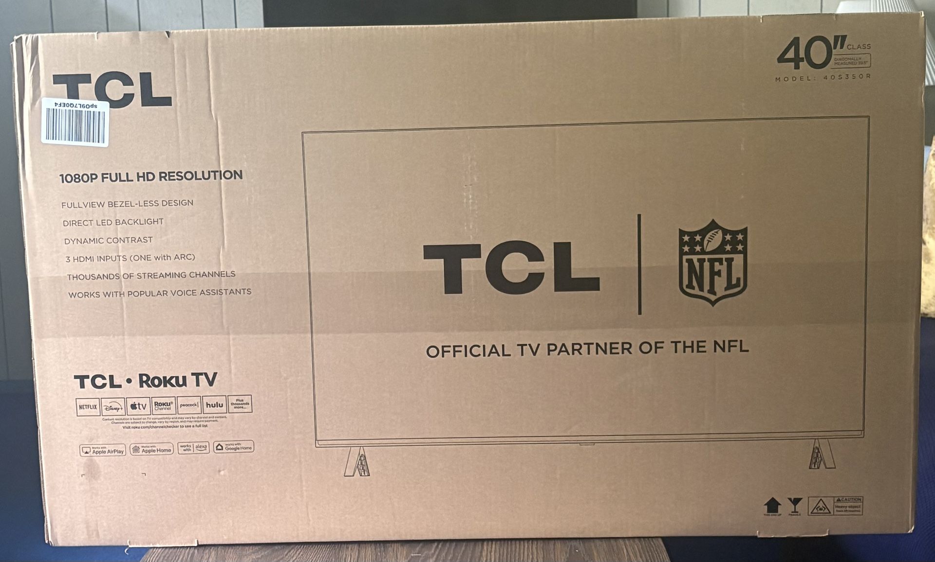 40” TCL 1080 Full HD Resolution TV