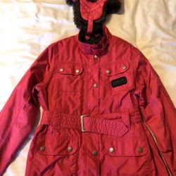BARBOUR Girls Waterproof Jacket & Hat 12-13Y Like New