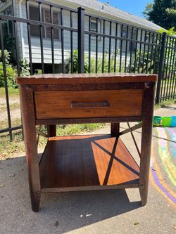 Rustic Wood and Metal End Table