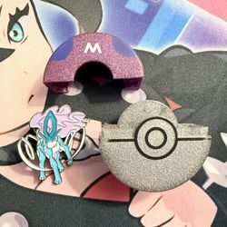 Pokemon Suicune Master Ball and Pin Badge Nintendo Japanese