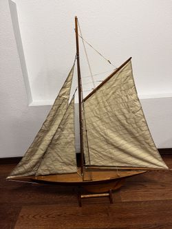 Wood/Cloth Sailing Ship. 36”t X 36”w