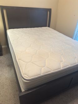 Nice, Clean Queen Bed Frame with Mattress and Storage