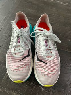 HOKA Women's Mach X 2 in the Frost/Electric Aqua colorway 9,5