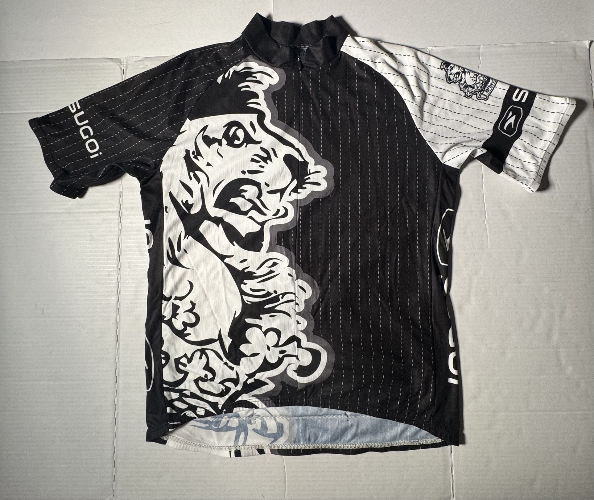 Pre Owned Good Sugoi Wheelmen Cycling Jersey Half Zip Short Sleeve Black White Men Size Small