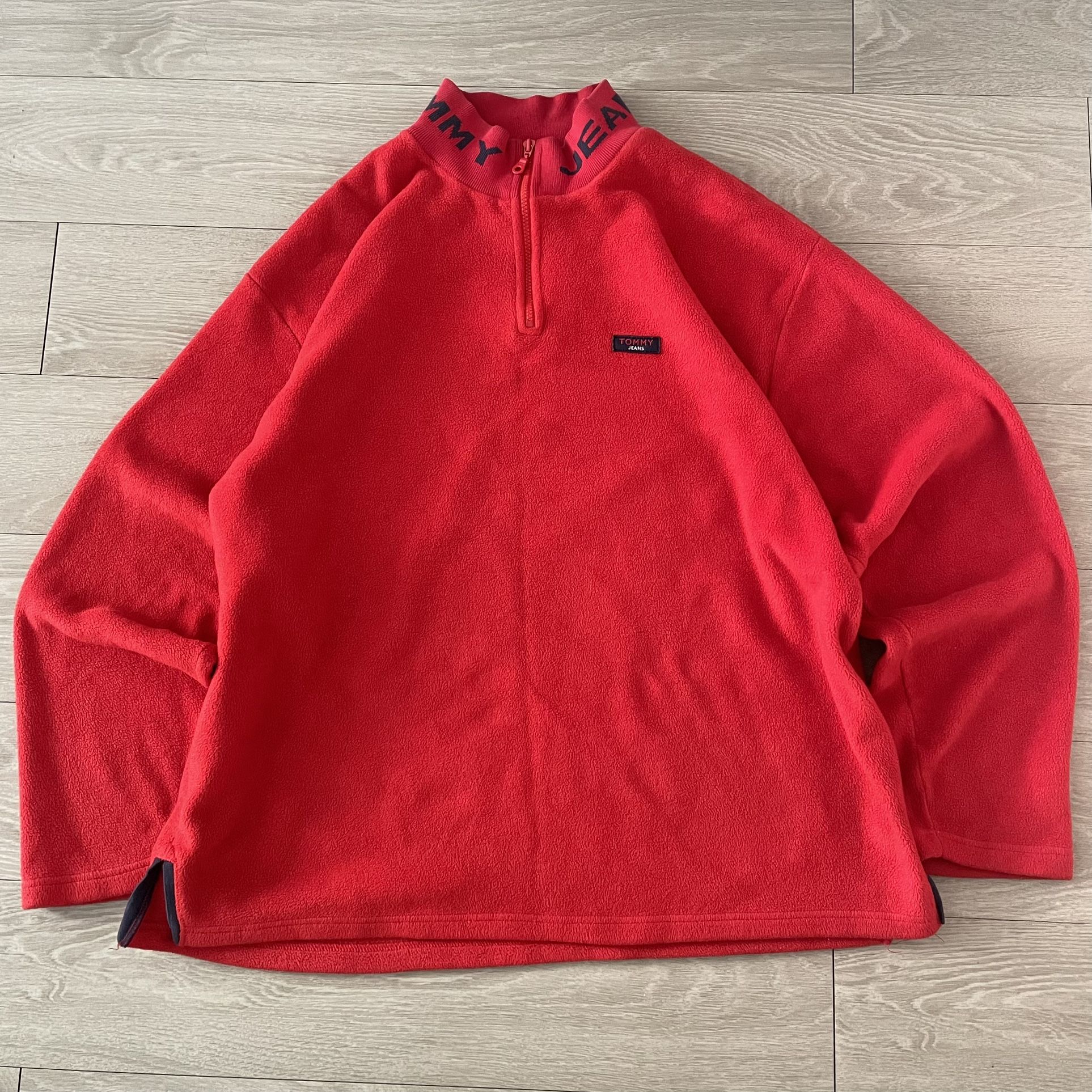 Vintage Red 90s Tommy Jeans Quarter Zip Fleece