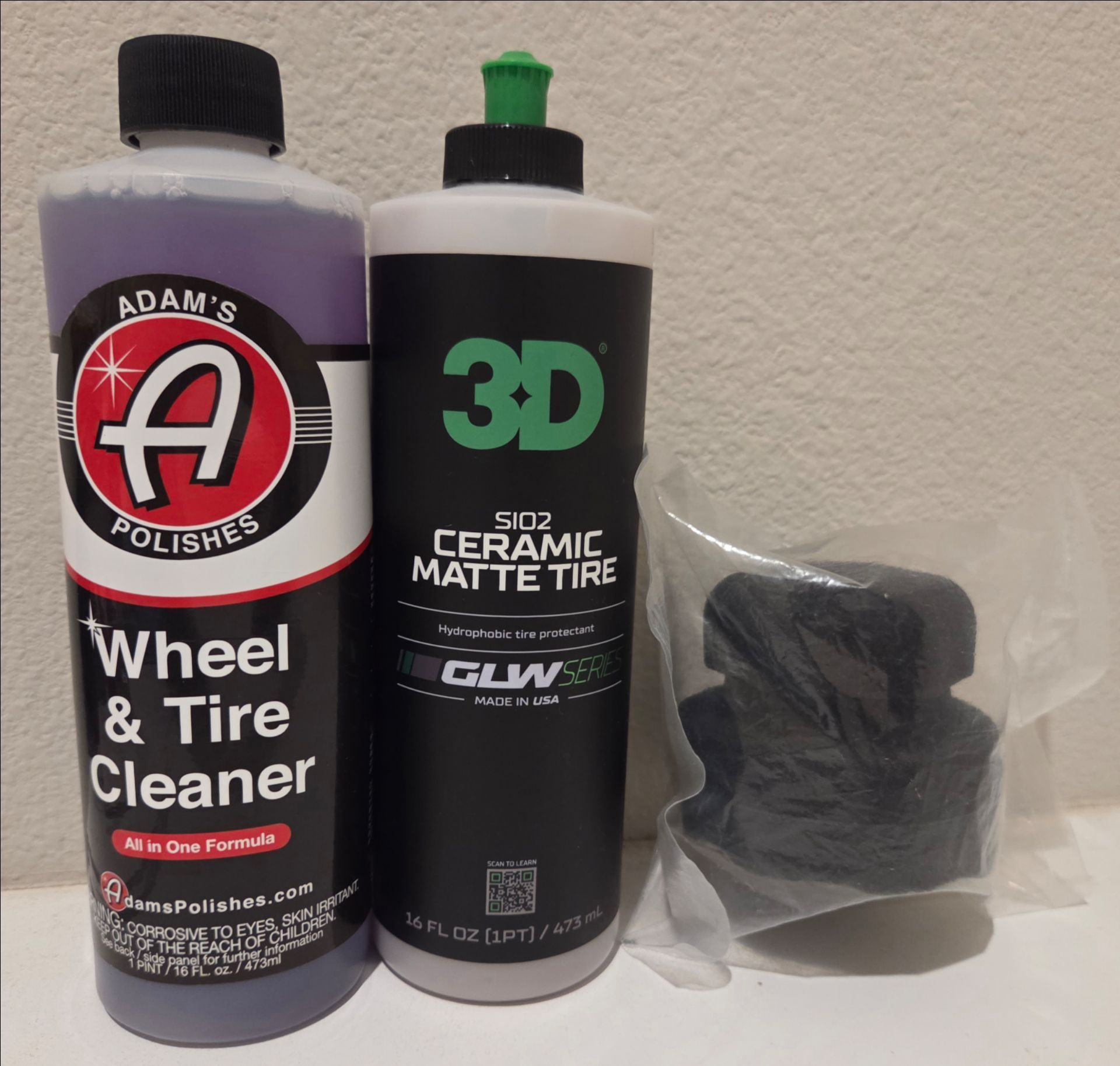 NEW Adam's Polishes Wheel & Tire Cleaner + 3D SiO2 Ceramic Matte Tire Dressing + Hex Grip Tire Dressing Applicator - Auto Detailing Supplies - Info ๐