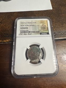 NGC Genuine VOC N.E. Indies Duit New York Penny
