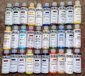 GOLDEN FLUID ACRYLIC PAINT BOTTLES