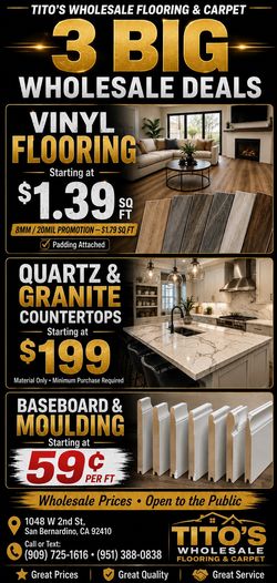 Huge Selection Of Vinyl, Laminate, Counter Top, Kitchen Cabinet