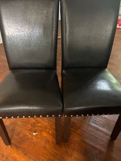 Set of 6 Black Faux Leather Dining Chairs