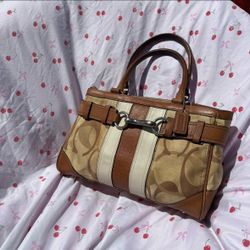 Coach striped Hampton tote bag