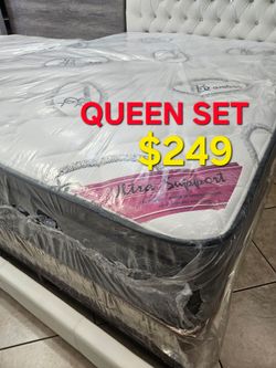 BAMBOO PILLOWTOP  !! QUEEN SET $249 !! == MATTRESS AND BOX SPRING