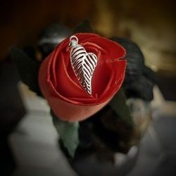 925 Sterling Silver Filigree Heart Leaf