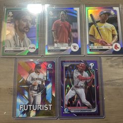 MLB Baseball Numbered Card Lot (5) - Strider, Devers, Jose Ramirez, Crawford