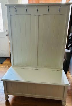 Entryway Bench with storage and hooks