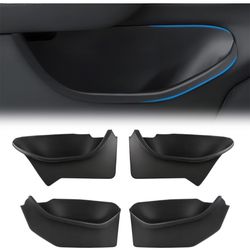 4 PCS Full Arounding Door Side Storage Organizer Compatible with 2025 2026 TES-la Model Y Juniper, Full Cover TPE Door Side Pocket Box Tray, Front & R