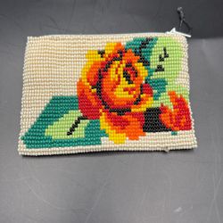 Hand Stone Flower Beaded Native Beads, Coin Pouch