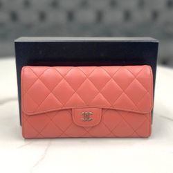 Chanel Long Wallet Matelasse Lambskin Pink Silver Hardware 10 Series