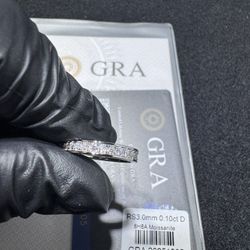 GRA Certified eternity style Moissanite 925 silver ring size 7