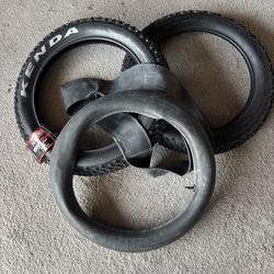 Set of Kenda fat mountain bike tires and inner tubes 20 x 4.0