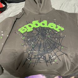 sp5der hoodie green and grey 