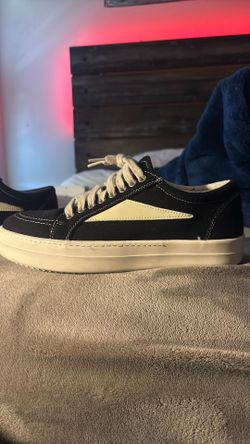 Black and Cream Low-Top Rick Owens Vans