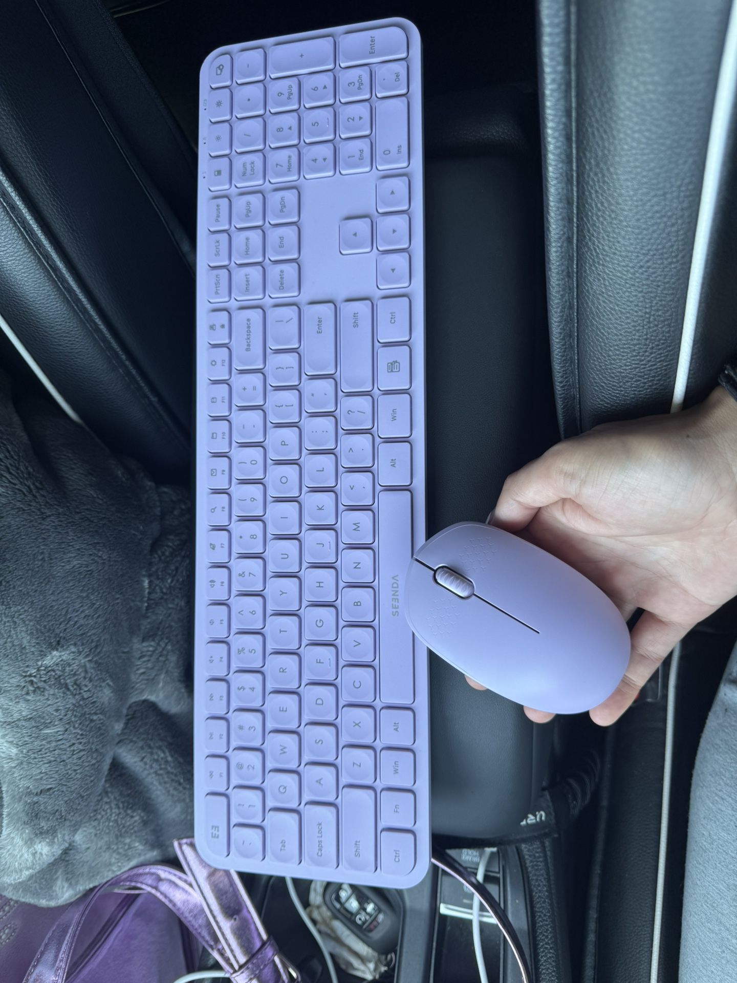 Lilac Keyboard And Wireless Mouse