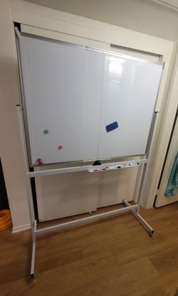 Large Double-Sided Whiteboard on Rolling Stand