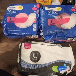 55 Femine Pads - 49 Equate maxi super order control max protection pads, 6 kotex long super security maxi pads 