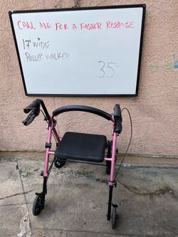 17" Wide Pink Rollator Walker with Seat