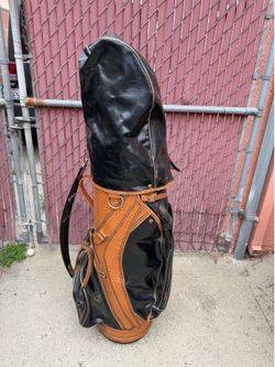 Yamaha Leather Golf Cart Bag Brown & Black 6 Way Divider