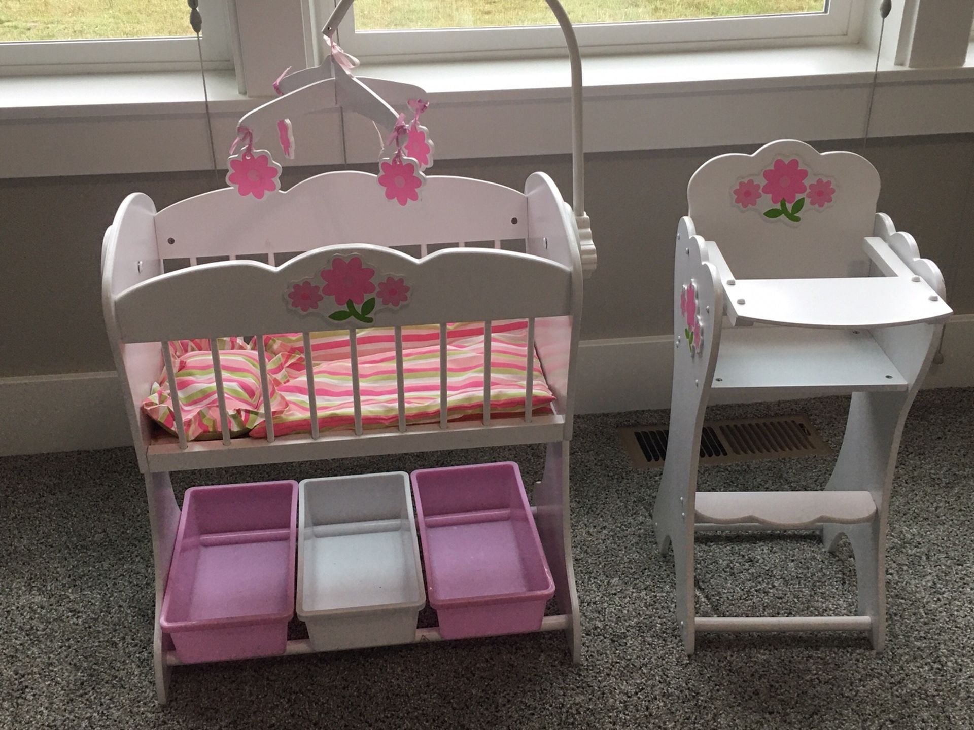 Kid kraft doll cradle and high chair