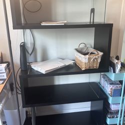 Modern Bookshelf - Glass + Black Wood 