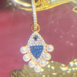 Apm Monaco Single Fish Pearl Earrings, Dainty Drop Earrings silver 925