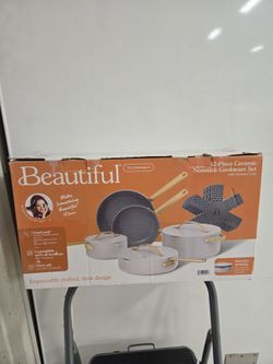 Beautiful by Drew Barrymore 12-Piece Ceramic Nonstick Cookware Set