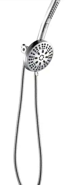 Chrome Spa Massaging 8-Spray Pattern Wall Mounted Dual Fixed and Handheld Shower Head with 60 in. Hose