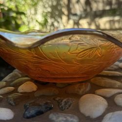 Vintage Orange Marigold Carnival Glass Bowl