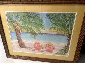 Bamboo Framed Water Color Picture