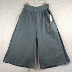 Womens Pants 32 Inch Waist Culottes 100% Cotton Elastic Waist Blue NWT