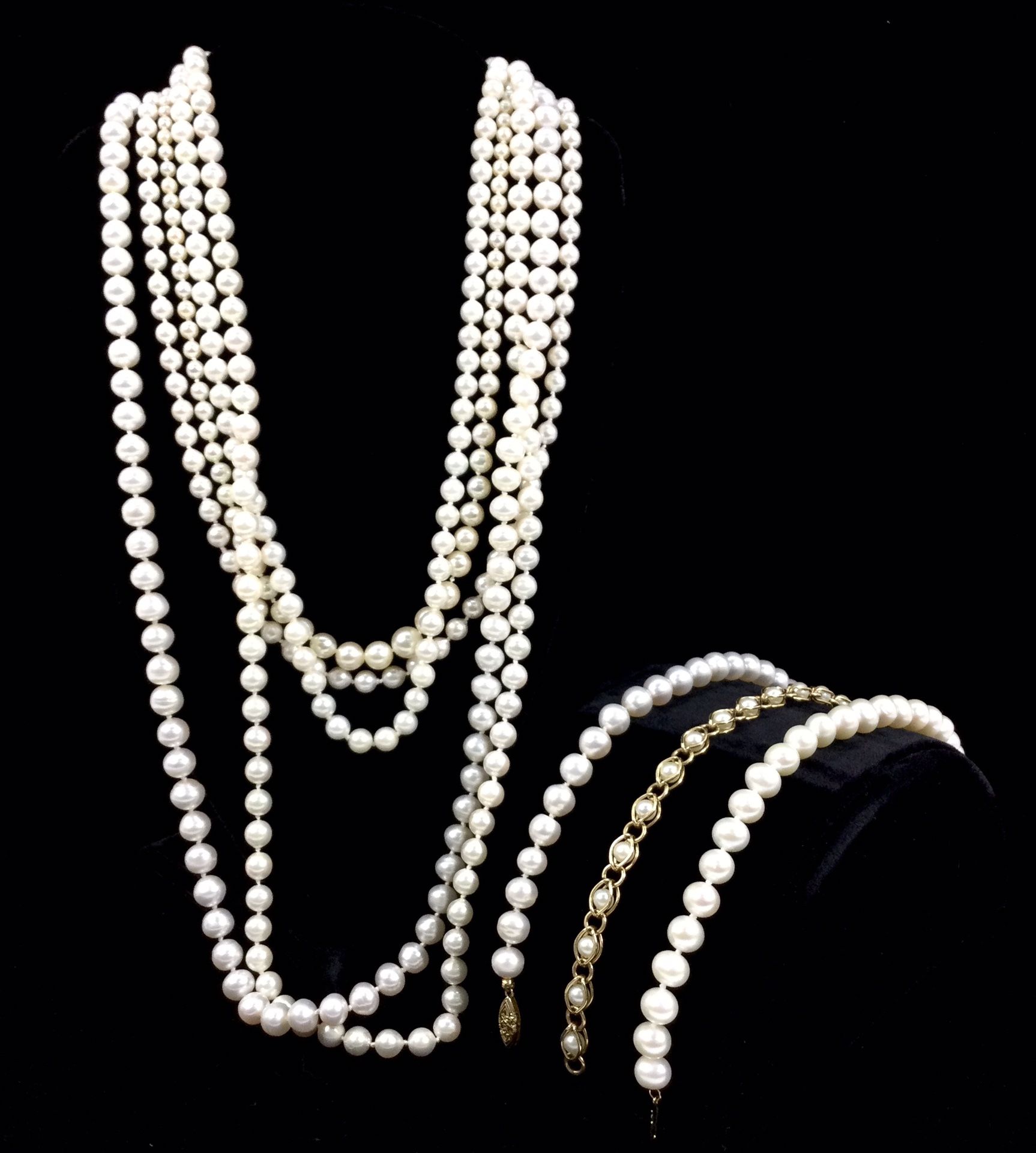 Fine Pearl Necklaces and Bracelets with Gold - Sold Separately