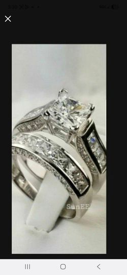 ❤Womens Wedding Engagement Ring Set Princess White Cz 925 Sterling Silver Sz 5-10❤️